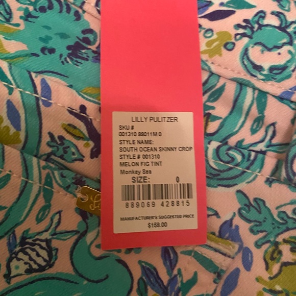 NWT Lilly Pulitzer South Ocean Skinny Monkey Sea 0 - Picture 3 of 4